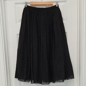 Alice + Olivia Black A-Line Skirt with Subtle Dots
